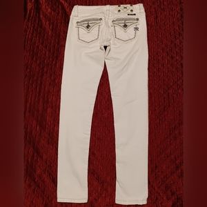 Miss Me Jeans Signature Skinny For Women Sz26 White Embroidered